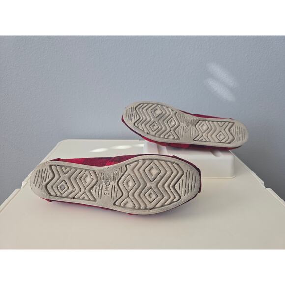 TOMS Plaid Red Fleece Lined Slip On Shoes Women’s 10 CloudBound Cozy Flats - Picture 3 of 8